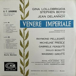 Venere Imperiale Soundtrack (Angelo Francesco Lavagnino) - CD Back cover