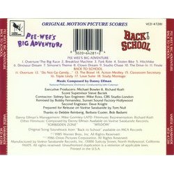 Pee-wee's Big Adventure / Back to School Soundtrack (Danny Elfman) - CD Back cover