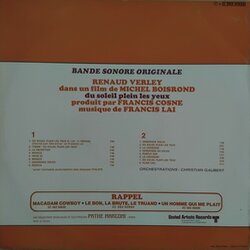 Du soleil plein les yeux Soundtrack (Francis Lai) - CD Back cover