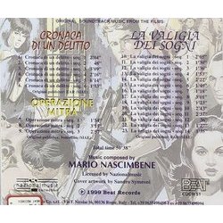 Cronaca di un Delitto / Operazione Mitra / La Valigia dei Sogni Soundtrack (Mario Nascimbene) - CD Back cover