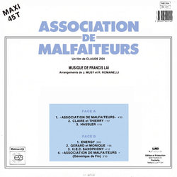 Association de Malfaiteurs Soundtrack (Francis Lai) - CD Back cover