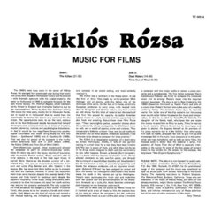 Mikls Rzsa: Music for Films Soundtrack (Mikls Rzsa) - CD Back cover