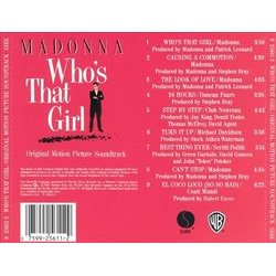 Who's That Girl? Soundtrack (Madonna , Various Artists) - CD Back cover