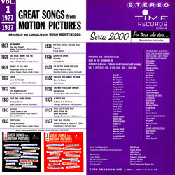 Great Songs from Motion Pictures Vol.1 - 1927-1937 Soundtrack (Various Artists, Hugo Montenegro) - CD Trasero