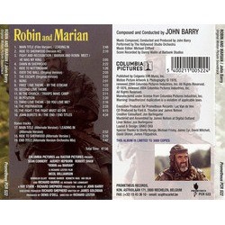 Robin and Marian Soundtrack (John Barry) - CD Back cover