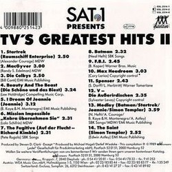 TV's Greatest Hits II Soundtrack (Various ) - CD Back cover