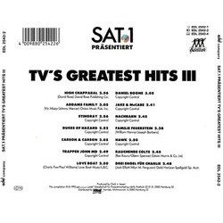 TV's Greatest Hits III Soundtrack (Various ) - CD Back cover