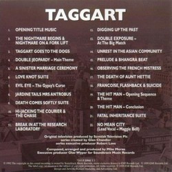 Taggart Soundtrack (Mike Moran) - CD Back cover