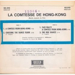 La Comtesse de Hong Kong Soundtrack (Charlie Chaplin) - CD Trasero