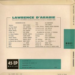 Lawrence d'Arabie Soundtrack (Maurice Jarre) - CD Back cover