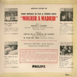 Mourir  Madrid Soundtrack (Maurice Jarre) - CD Back cover