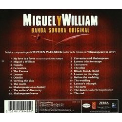 Miguel y William Soundtrack (Stephen Warbeck) - CD Back cover