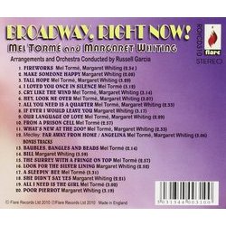 Broadway Right Now Soundtrack (Various Artists, Mel Torm, Margaret Whiting) - CD Back cover
