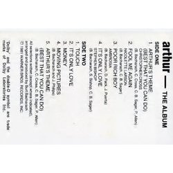 Arthur Soundtrack (Various Artists, Burt Bacharach) - CD Back cover
