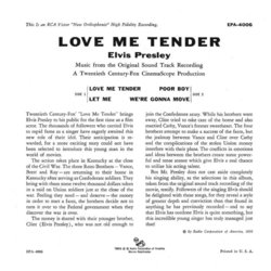 Love Me Tender Soundtrack (Lionel Newman, Elvis Presley) - CD Back cover