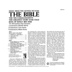 The Bible / The Ten Commandments Soundtrack (Elmer Bernstein, Toshir Mayuzumi, Alfred Newman, Mikls Rzsa) - CD Back cover