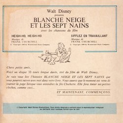 Walt Disney Prsente Blanche Neige Et Les Sept Nains Soundtrack (Various Artists, Frank Churchill) - CD Back cover