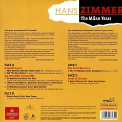 Hans Zimmer - The Milan Years Soundtrack (Hans Zimmer) - CD Back cover