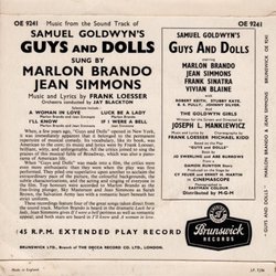 Samuel Goldwyn's Guys And Dolls Soundtrack (Marlon Brando, Frank Loesser, Jean Simmons) - CD Achterzijde