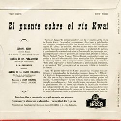 El Puente Sobre El Ro Kwai Soundtrack (Malcolm Arnold, Various Artists) - CD Back cover