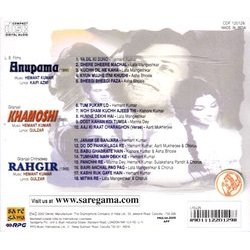 Anupama / Khamoshi / Rahgir Soundtrack (Gulzar , Various Artists, Kaifi Azmi, Hemant Kumar) - CD Trasero