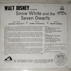 Snow White and the Seven Dwarfs Soundtrack (Frank Churchill, Leigh Harline, Paul J. Smith) - CD Back cover