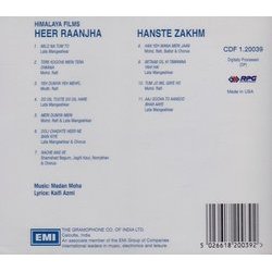 Heer Raanjha / Hanste Zakhm Soundtrack (Various Artists, Kaifi Azmi, Madan Mohan) - CD Back cover