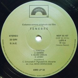 Tenebre Soundtrack (Massimo Morante, Fabio Pignatelli, Claudio Simonetti) - cd-inlay