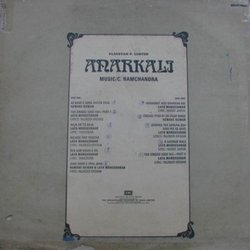 Anarkali Soundtrack (Hasrat Jaipuri, Rajinder Krishan, Hemant Kumar, Lata Mangeshkar, C. Ramchandra, Shailey Shailendra) - CD Back cover