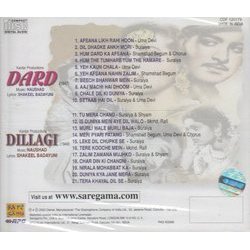 Dard / Dillagi Soundtrack (Various Artists, Shakeel Badayuni,  Naushad) - CD Back cover