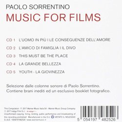 Paolo Sorrentino: Music for Films Soundtrack (Paolo Sorrentino) - CD Trasero