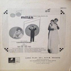 Milan Soundtrack (Mukesh , Anand Bakshi, Lata Mangeshkar, Laxmikant Pyarelal) - CD Back cover