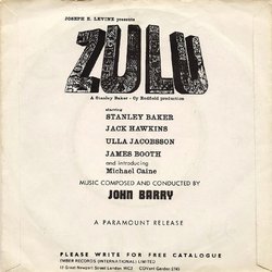 Zulu Stamp / Monkey Feathers Soundtrack (John Barry) - CD Back cover