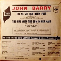 On Ne Vit Que Deus Fois Soundtrack (John Barry) - CD Back cover