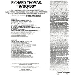 September 30, 1955 Soundtrack (Leonard Rosenman) - CD Back cover