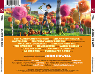 Dr. Seuss' The Lorax Soundtrack (John Powell) - CD Trasero