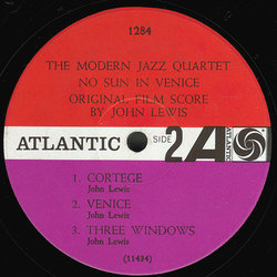 No Sun In Venice Soundtrack (John Lewis, John Lewis & Modern Jazz Quartet) - cd-inlay