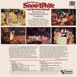 Snow White and the Seven Dwarfs Soundtrack (Adriana , Frank Churchill, Walt Disney Studio Chorus, The Dwarf Chorus, Leigh Harline, Paul J. Smith, Harry Stockwell) - CD Back cover