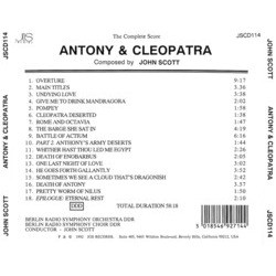 Antony & Cleopatra Soundtrack (John Scott) - CD Back cover