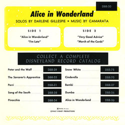 Alice in Wonderland Soundtrack (Various Artists,  Camarata, Darlene Gillespie, Oliver Wallace) - CD Back cover
