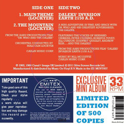 Dr. Who And The Daleks / Dalek's Invasion Earth 2150 A.D. Soundtrack (Malcolm Lockyer) - CD Back cover