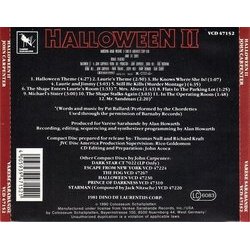 Halloween II Soundtrack (John Carpenter, Alan Howarth) - CD Back cover