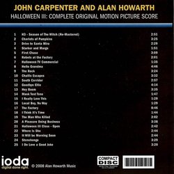 Halloween III: Season of the Witch Soundtrack (John Carpenter, Alan Howarth) - CD Achterzijde