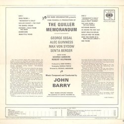 The Quiller Memorandum Soundtrack (John Barry) - CD Back cover