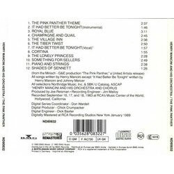 The Pink Panther Soundtrack (Henry Mancini) - CD Trasero