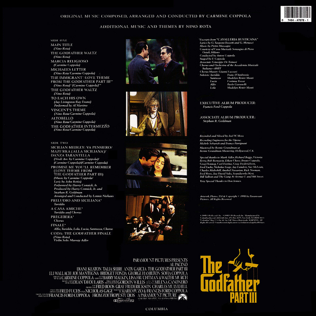 texture Embezzle agreement Film Music Site - The Godfather: Part III Soundtrack (Carmine Coppola, Nino  Rota) - Columbia Records (1990) - Music From The Original Motion Picture  Soundtrack