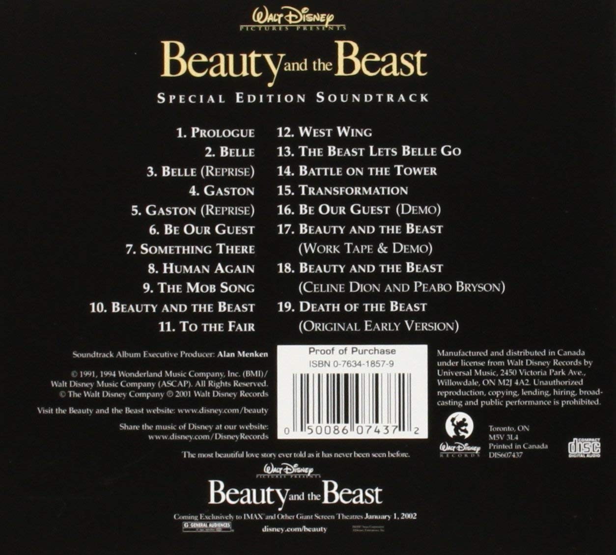 Film Music Site - Beauty and the Beast Soundtrack (Howard Ashman 
