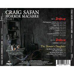 Craig Safan: Horror Macabre Volume 1 Soundtrack (Craig Safan) - CD Back cover