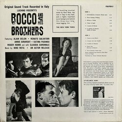 Rocco And His Brothers Ścieżka dźwiękowa (Nino Rota) - Tylna strona okladki plyty CD