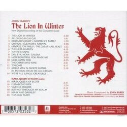 The Lion In Winter / Mary, Queen of Scots Soundtrack (John Barry) - CD Back cover